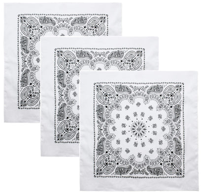 Trainmen Paisley 27" Jumbo Military Bandana Head Scarf Do-rag 100% Cotton Bandanna Face Cover 3-Pack