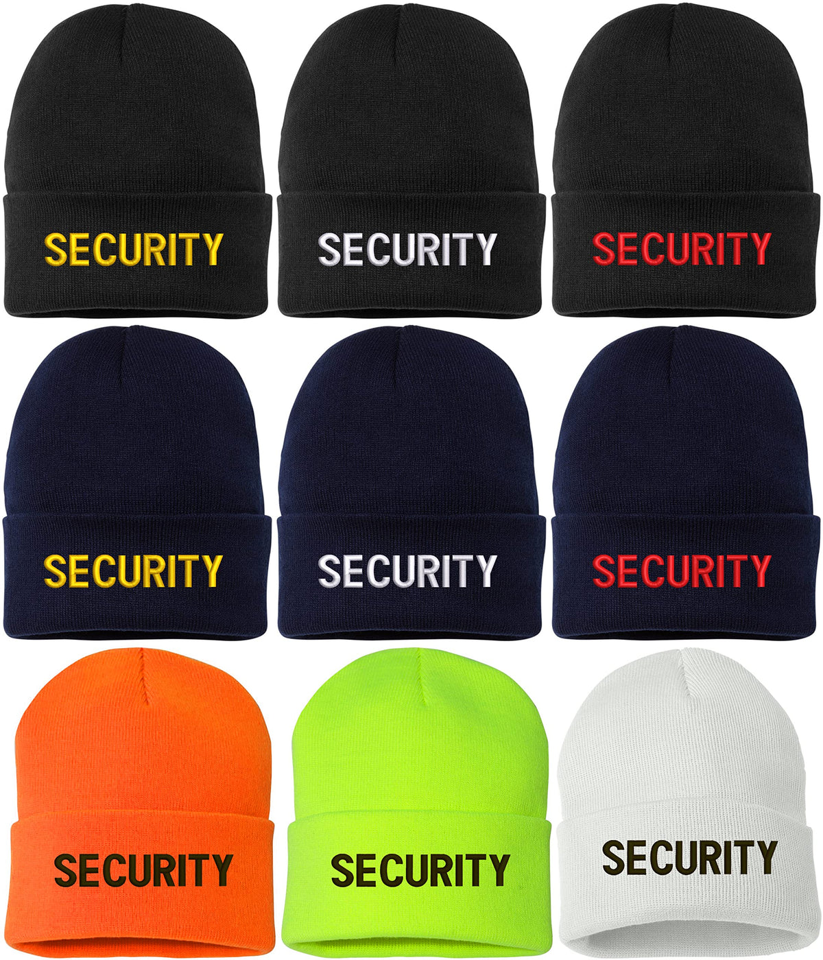 SECURITY Embroidered Beanie Warm Winter Watch Cap Security Guard Officer Uniform Outdoors Hat