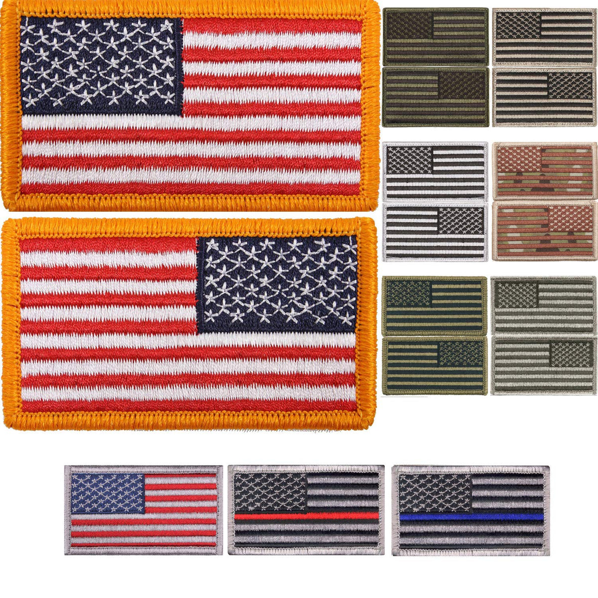 USA American Flag Patch Military Uniform Hook Loop US Flag Accessory Patch (Many colors to choose from!)