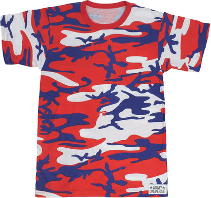 Tactical Camouflage T-Shirt Army Fashion Color Camo Military Crewneck Short Sleeve Top Tee Shirt
