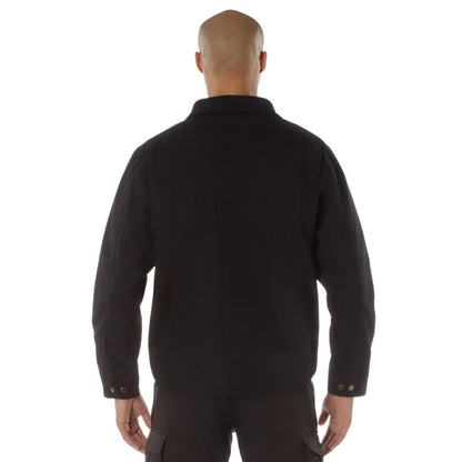 Men's Heavyweight Canvas Work Jacket Water Resistant Workwear Jacket with Lining - Black
