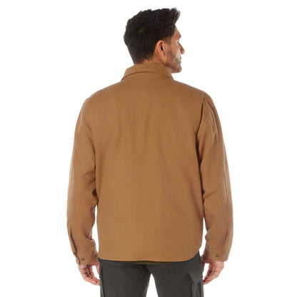 Men's Heavyweight Canvas Work Jacket Water Resistant Workwear Jacket with Lining - Work Brown