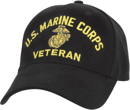 Black - US MARINE CORPS VETERAN Low Profile Deluxe Adjustable Cap