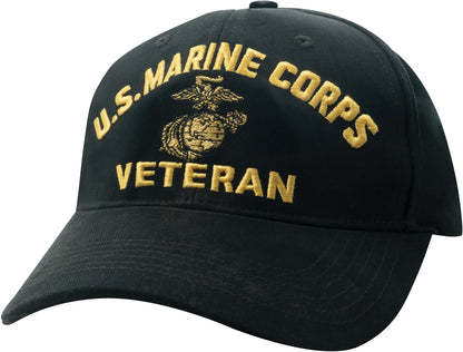 Black - US MARINE CORPS VETERAN Low Profile Deluxe Adjustable Cap