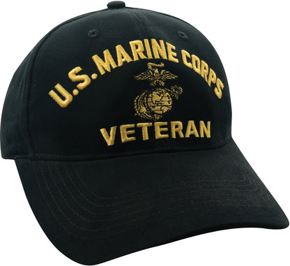 Black - US MARINE CORPS VETERAN Low Profile Deluxe Adjustable Cap