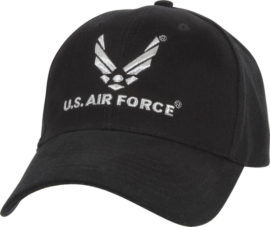 Black - US AIR FORCE Logo Emblem Adjustable Baseball Cap, Structured