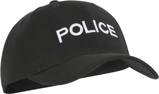 Black - POLICE Baseball Cap, Law Enforcement Hat, Adjustable, Brushed Cotton