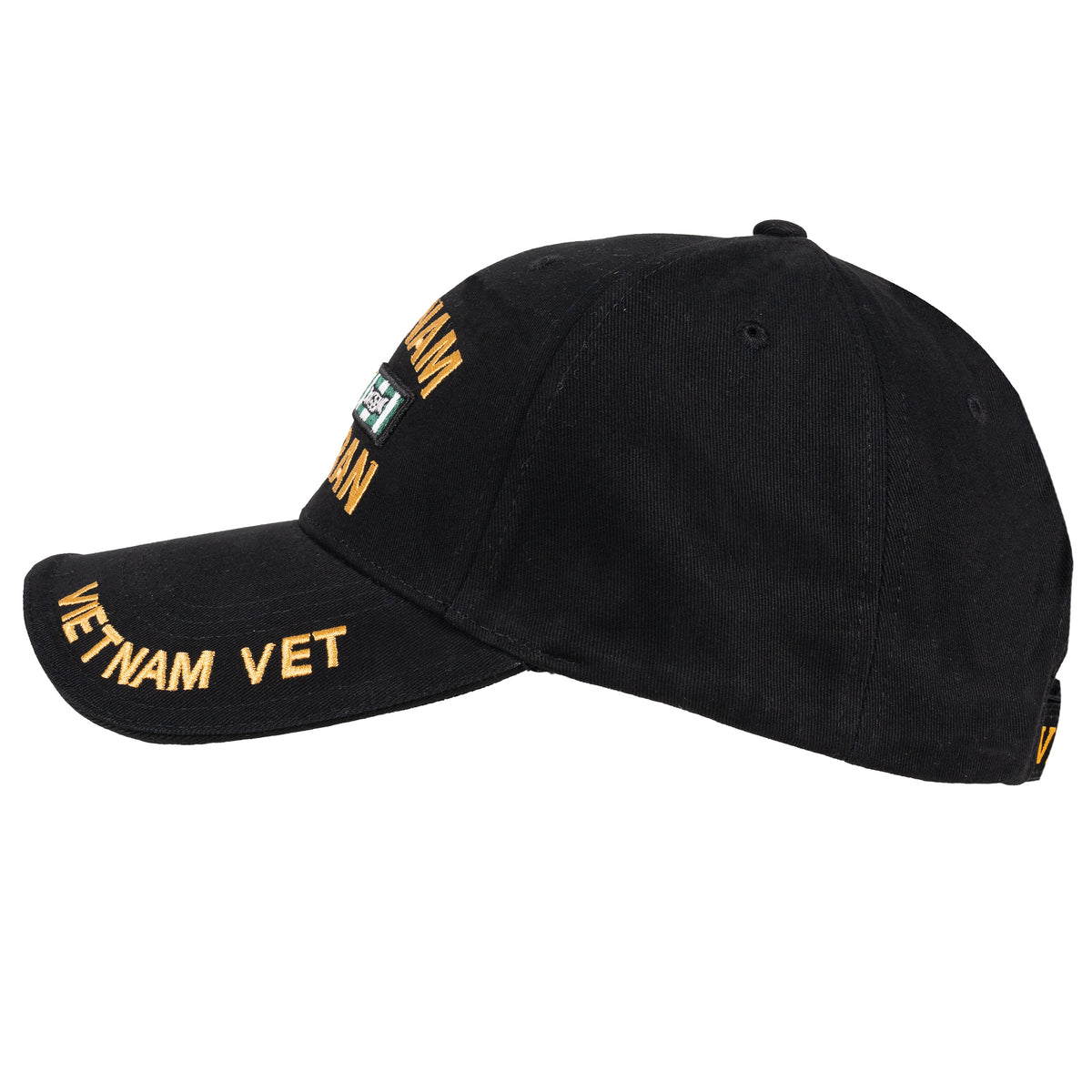 Black - Deluxe VIETNAM VETERAN Adjustable Baseball Cap, Structured, Brushed Cotton