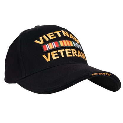 Black - Deluxe VIETNAM VETERAN Adjustable Baseball Cap, Structured, Brushed Cotton