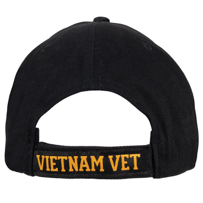 Black - Deluxe VIETNAM VETERAN Adjustable Baseball Cap, Structured, Brushed Cotton