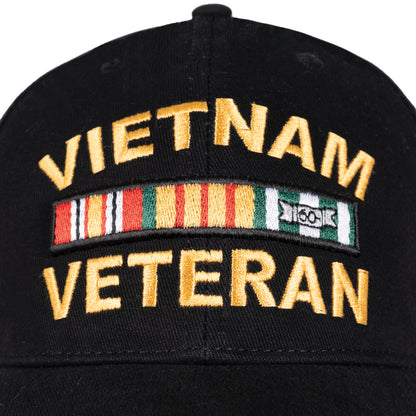 Black - Deluxe VIETNAM VETERAN Adjustable Baseball Cap, Structured, Brushed Cotton