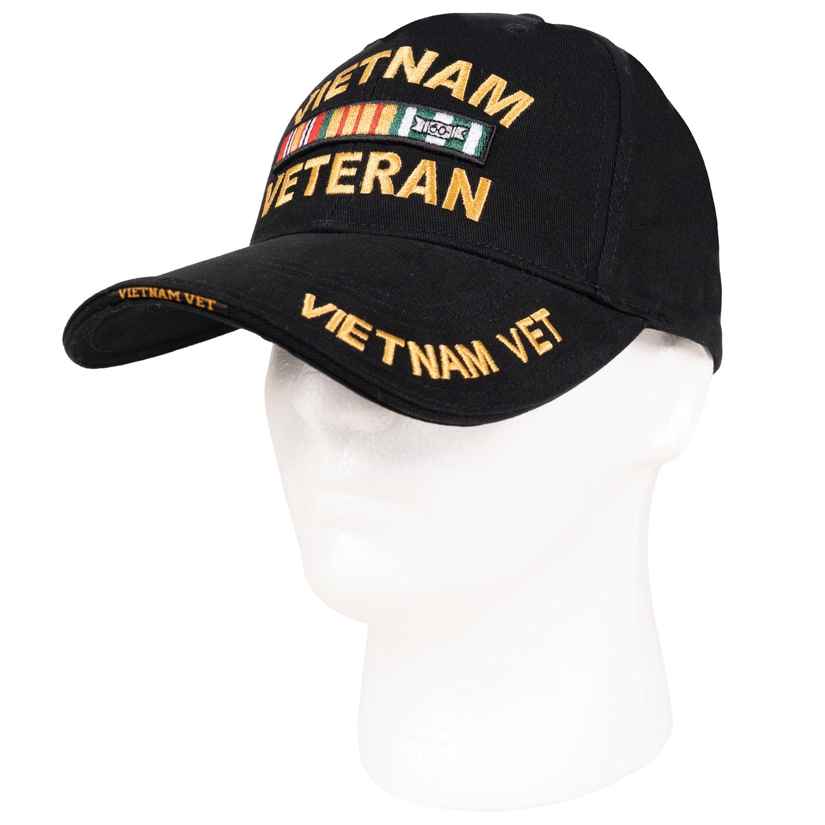 Black - Deluxe VIETNAM VETERAN Adjustable Baseball Cap, Structured, Brushed Cotton