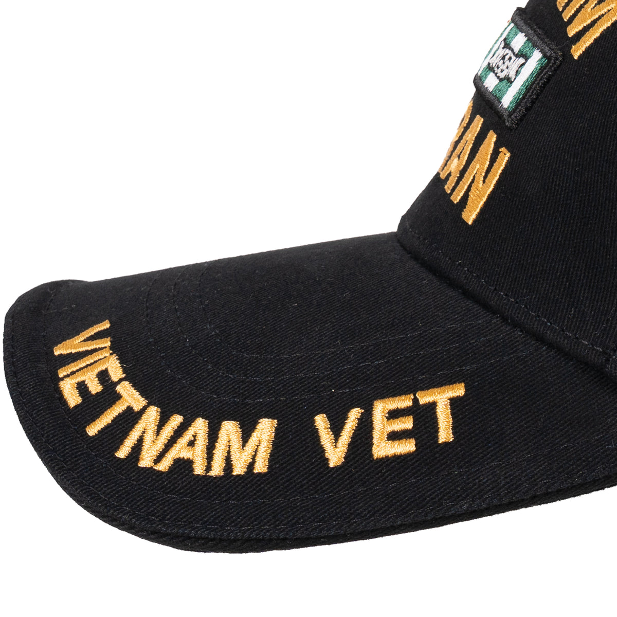 Black - Deluxe VIETNAM VETERAN Adjustable Baseball Cap, Structured, Brushed Cotton