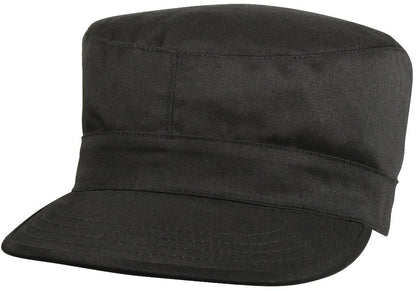 Black Military Fatigue Cap Polyester Cotton Fitted Hat