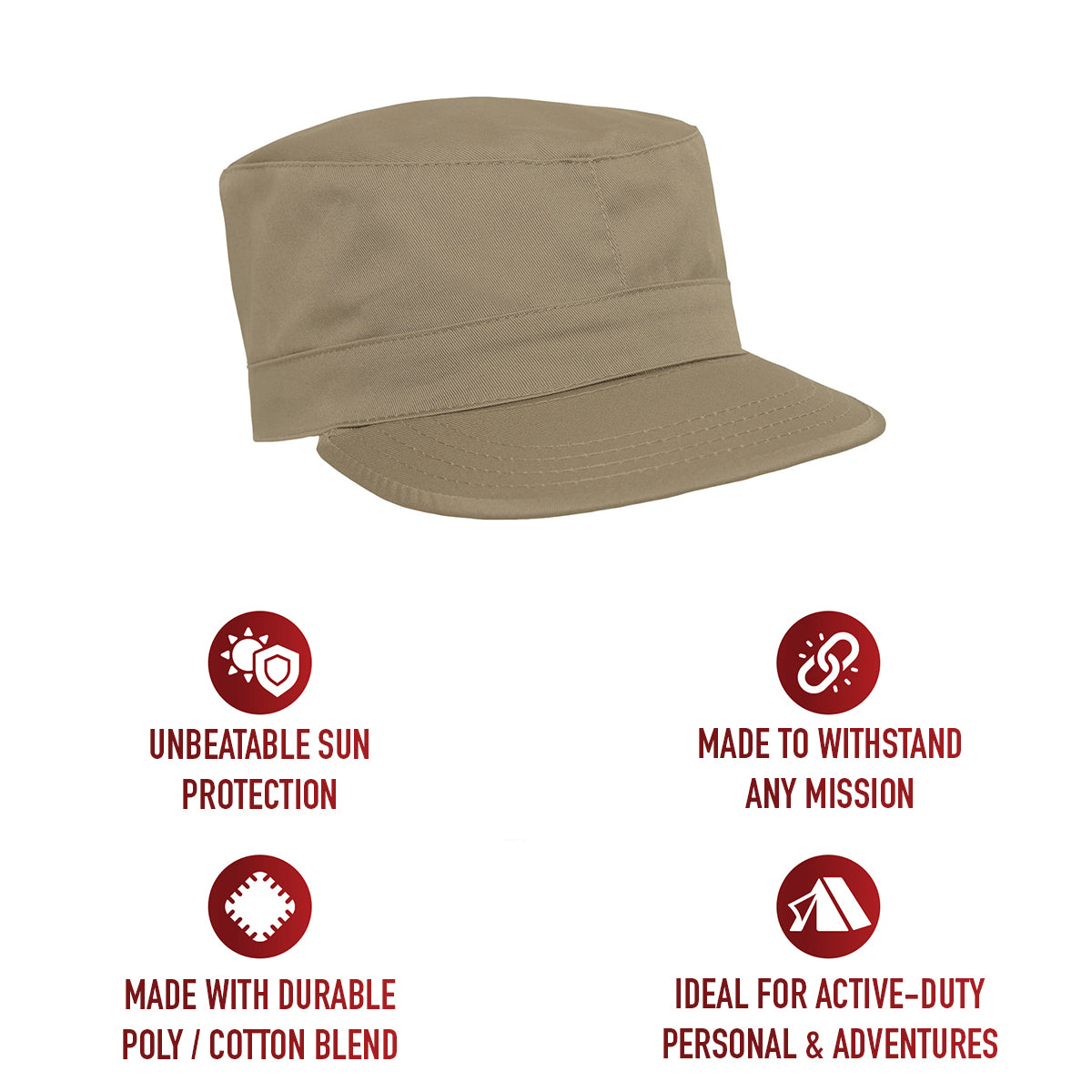 Khaki - Military Fatigue Cap - Polyester Cotton
