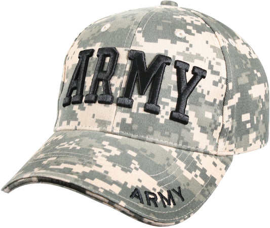 ACU Digital Camouflage - ARMY Deluxe Adjustable Cap with Black Lettering