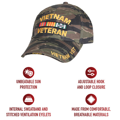 Tiger Stripe Camouflage - Deluxe VIETNAM VETERAN Baseball Cap - Brushed Cotton - Adjustable