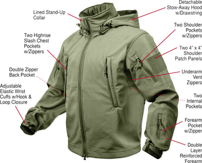 Olive Drab - Tactical Special Operations Soft Shell Jacket