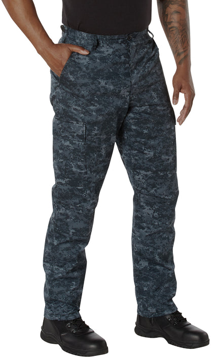 Midnight Digital Camouflage - Tactical BDU Pants Cargo Fatigues - Poly/Cotton Twill - Button Fly