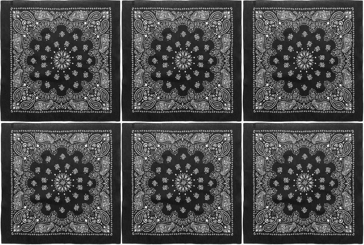 Trainmen Paisley 27" Jumbo Military Bandana Head Scarf Do-rag 100% Cotton Bandanna Face Cover 6-Pack