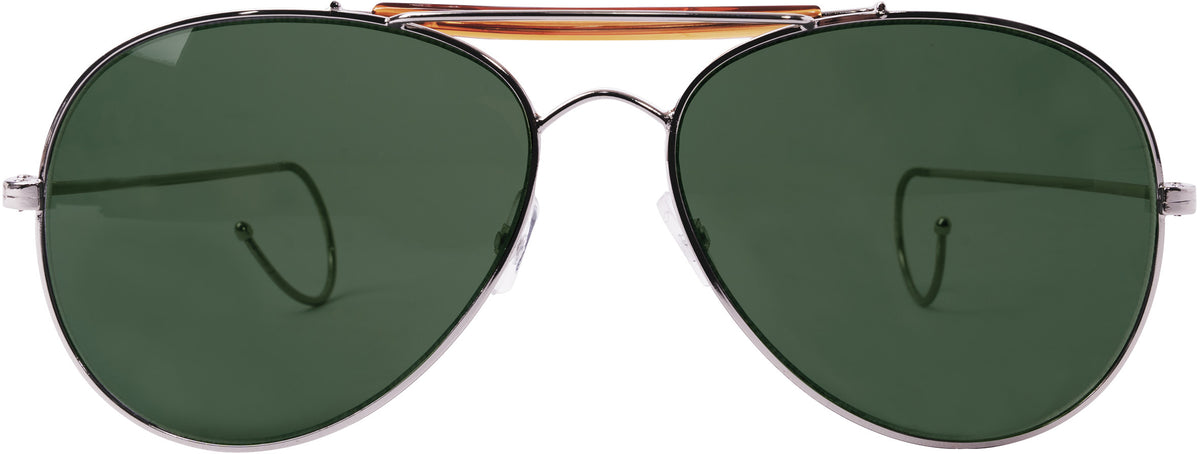 Green Lenses - US Air Force Style Aviator Suglasses with Case