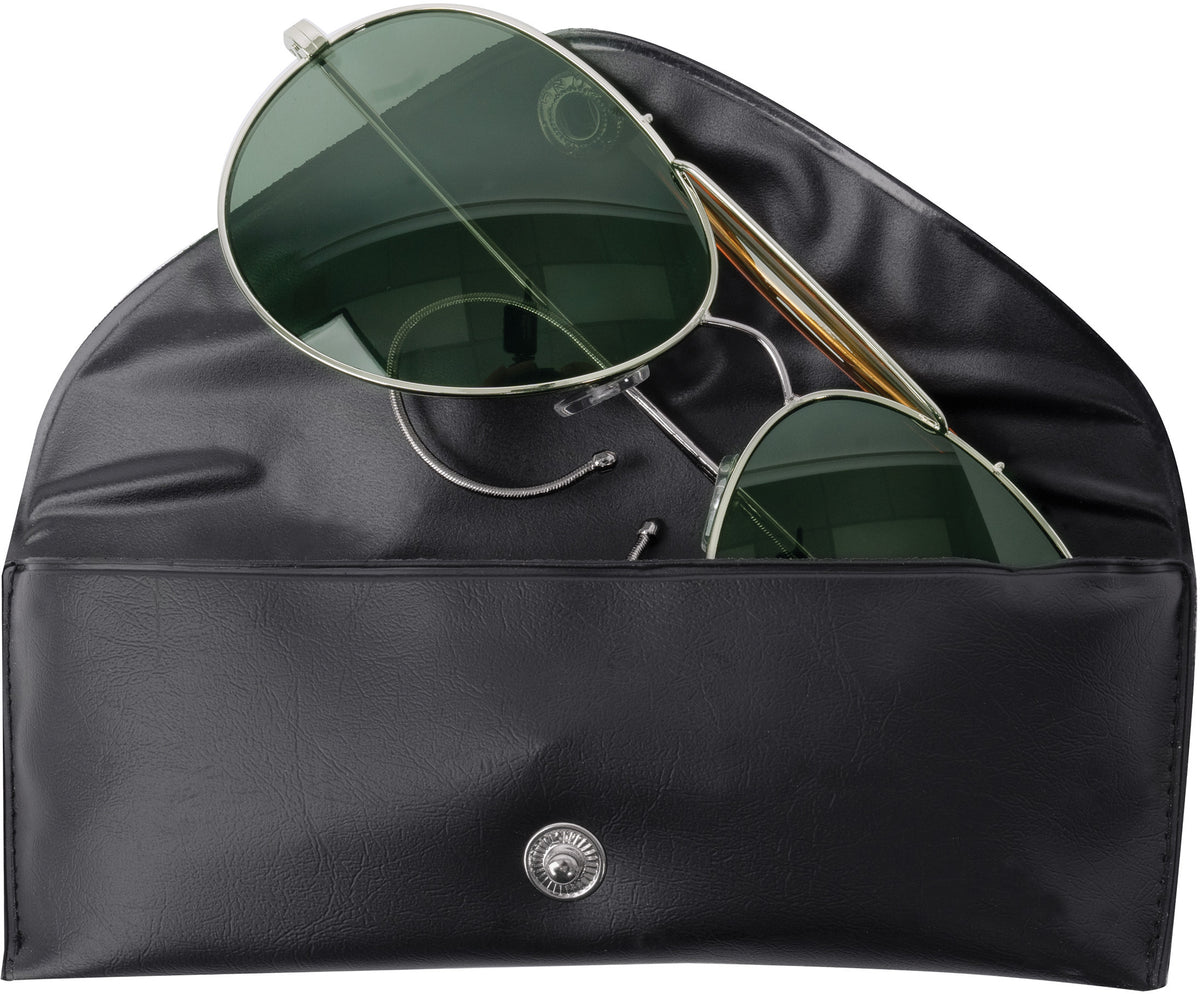 Green Lenses - US Air Force Style Aviator Suglasses with Case