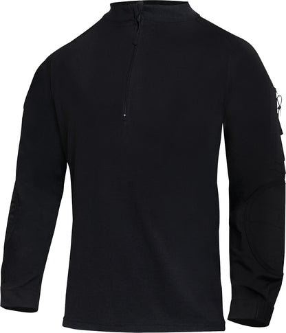 Black - Tactical 1/4 Zip Combat Shirt Paintball Airsoft Base Layer Top - Men's