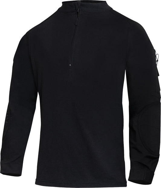 Black - Tactical 1/4 Zip Combat Shirt Paintball Airsoft Base Layer Top - Men's