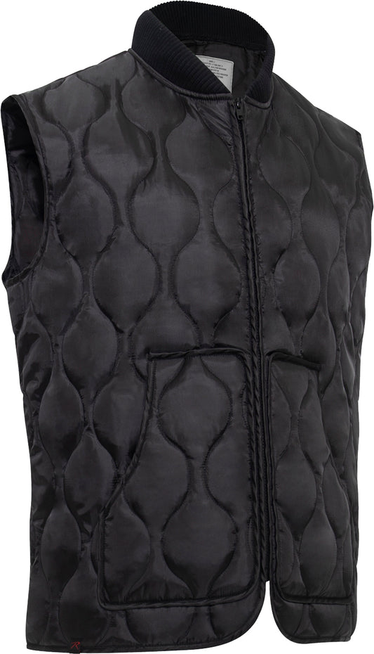 Black - Quilted Woobie Vest - Lightweight Insulated Outdoors Vest - Polyester