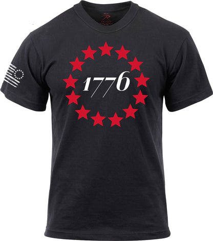 Black - 1776 Betsy Ross Stars Short Sleeve T-Shirt - Poly Cotton - Mens