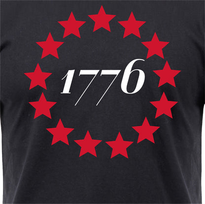 Black - 1776 Betsy Ross Stars Short Sleeve T-Shirt - Poly Cotton - Mens