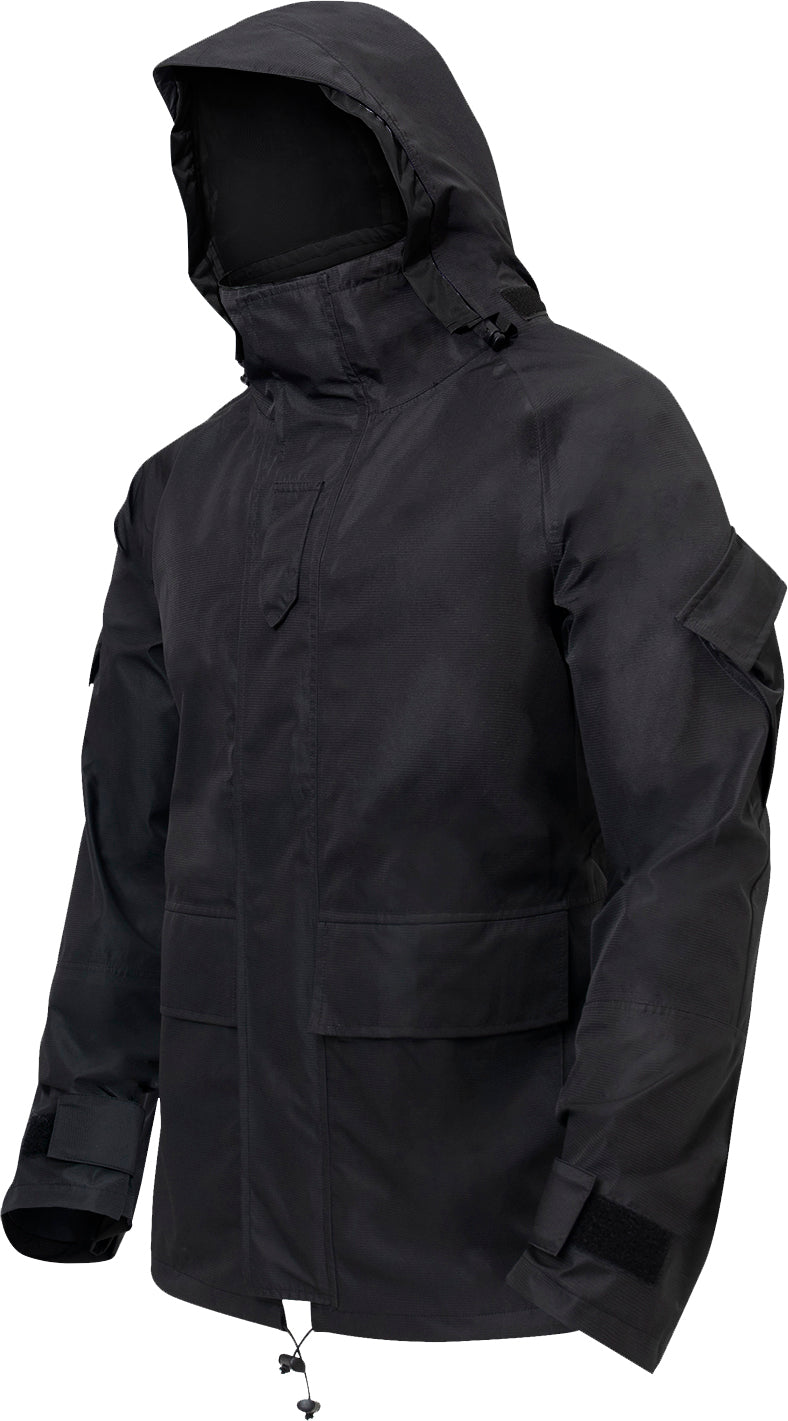 Black - Tactical Hard Shell Waterproof Jacket Military Rain Jacket Breathable Outdoor Shell