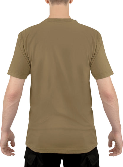 Brown - Athletic Fit Solid Color Tactical Gym T-Shirt, Poly/Cotton
