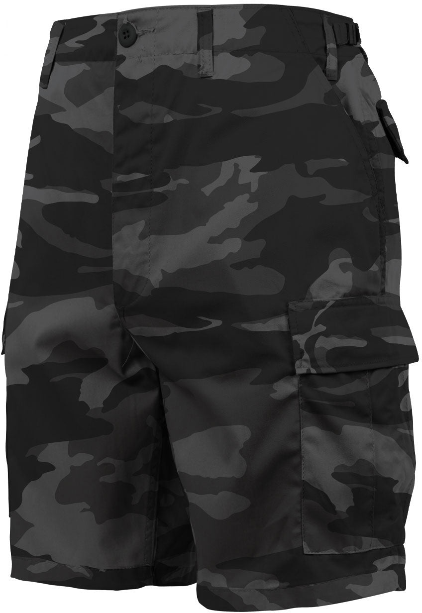 Black Camouflage - Tactical Cargo BDU Shorts - Polyester Cotton Twill - Button Fly