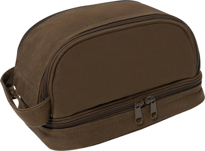 Deluxe Canvas Travel Kit Two Tone Dopp Toiletry Bag with Carry Handle