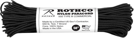 Black Nylon Paracord Type III 550 LB