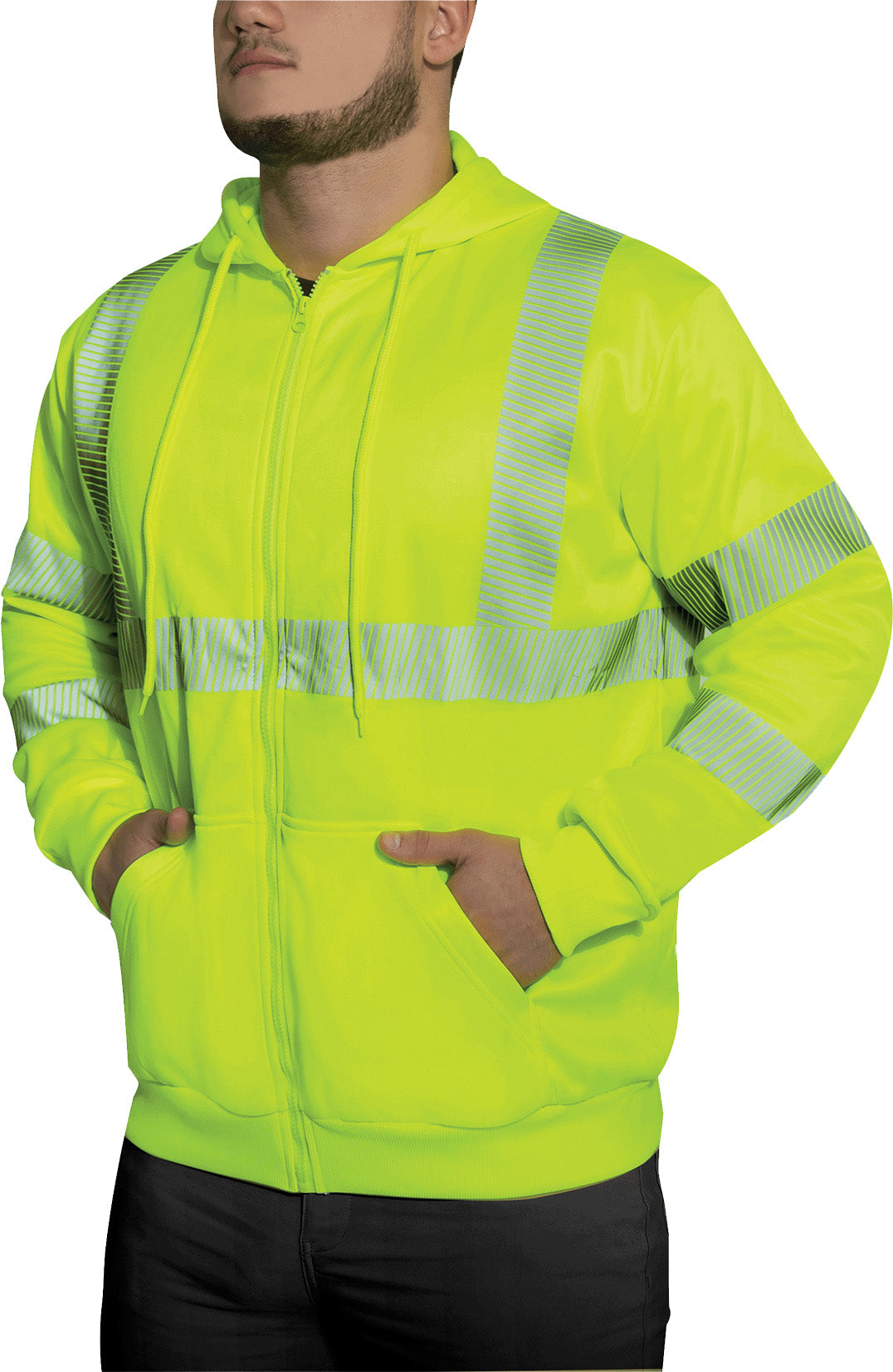 Hi-Vis Performance Zipper Sweatshirt - Safety Green