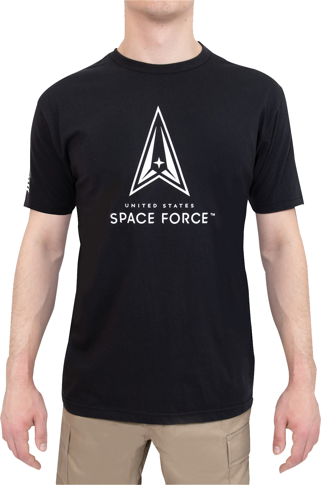 Black - US Space Force Short Sleeve T-Shirt - Poly/Cotton, Athletic Fit