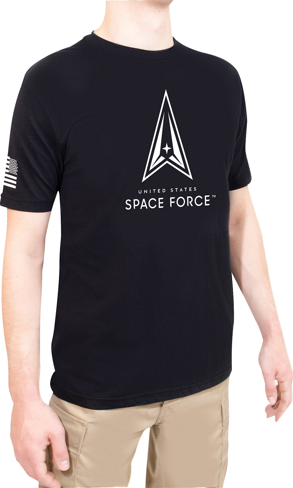 Black - US Space Force Short Sleeve T-Shirt - Poly/Cotton, Athletic Fit