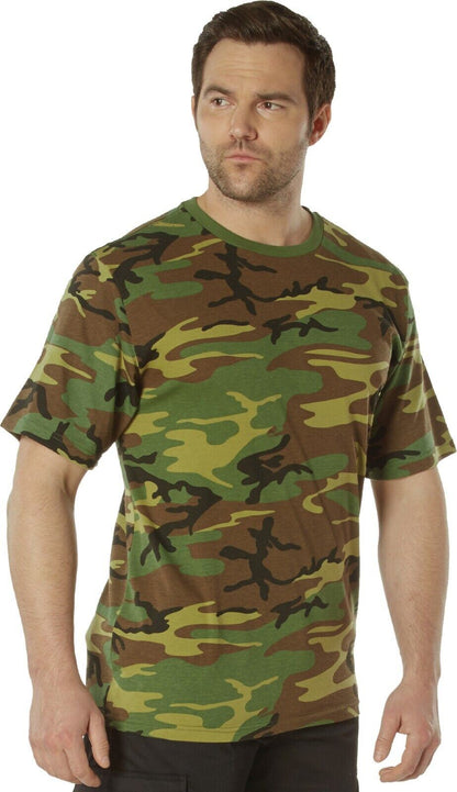 Woodland Camo - Tactical Short Sleeve T-Shirt, Poly/Cotton - Full Comfort Fit