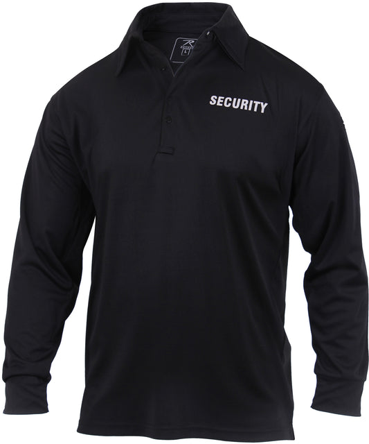 Black - Moisture Wicking Long Sleeve Security Polo