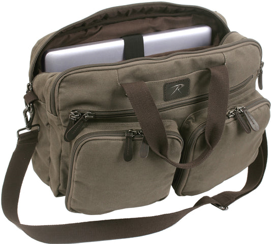 Canvas Briefcase Backpack Convertible Laptop Knapsack Messenger Shoulder Bag