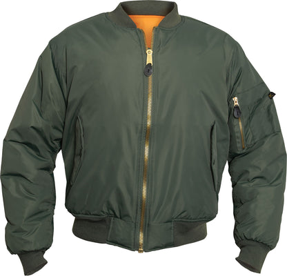 Sage Green- Air Force MA-1 Flight Jacket, Enhanced Nylon Bomber US Military Style Reversible Coat