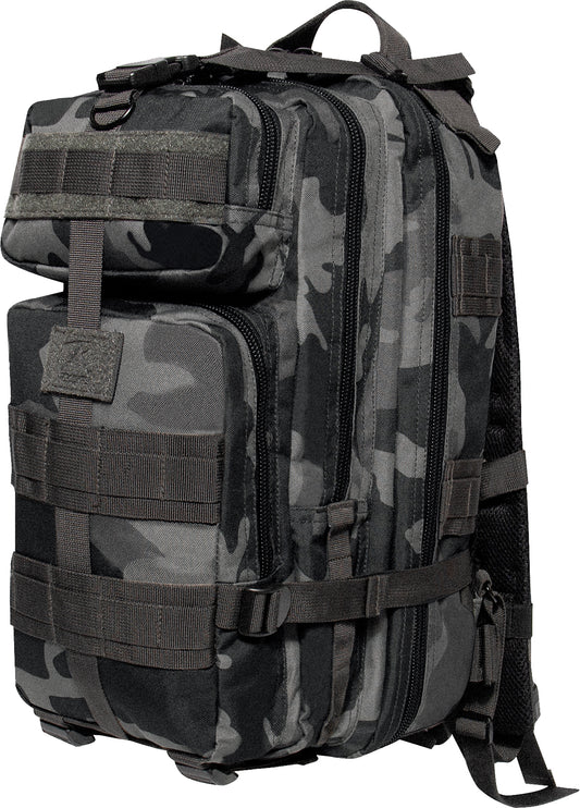 Black Camo Military MOLLE Medium Transport Pack - Tactical 600D Gear Backpack