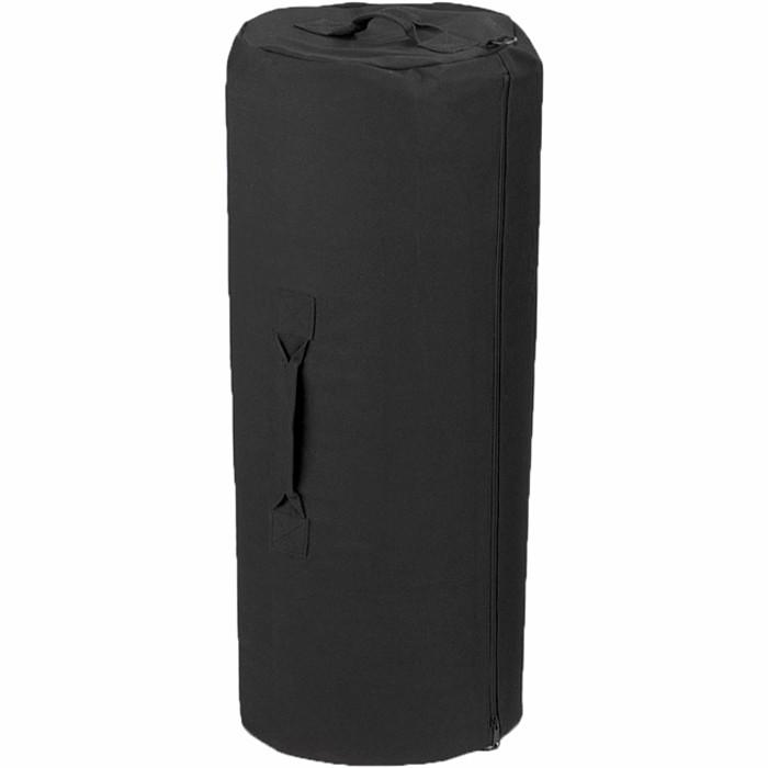 Black - Military Duffle Bag with Side Zipper 21 in. x 36 in. (Cotton Canvas)