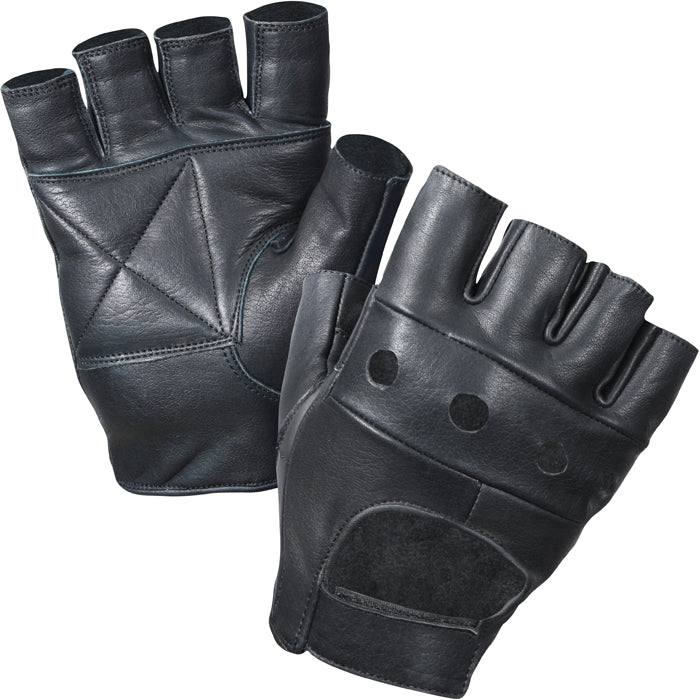 Black Fingerless Biker Gloves Leather Tactical Riding Gloves Padded Palm Motorcycle Gloves