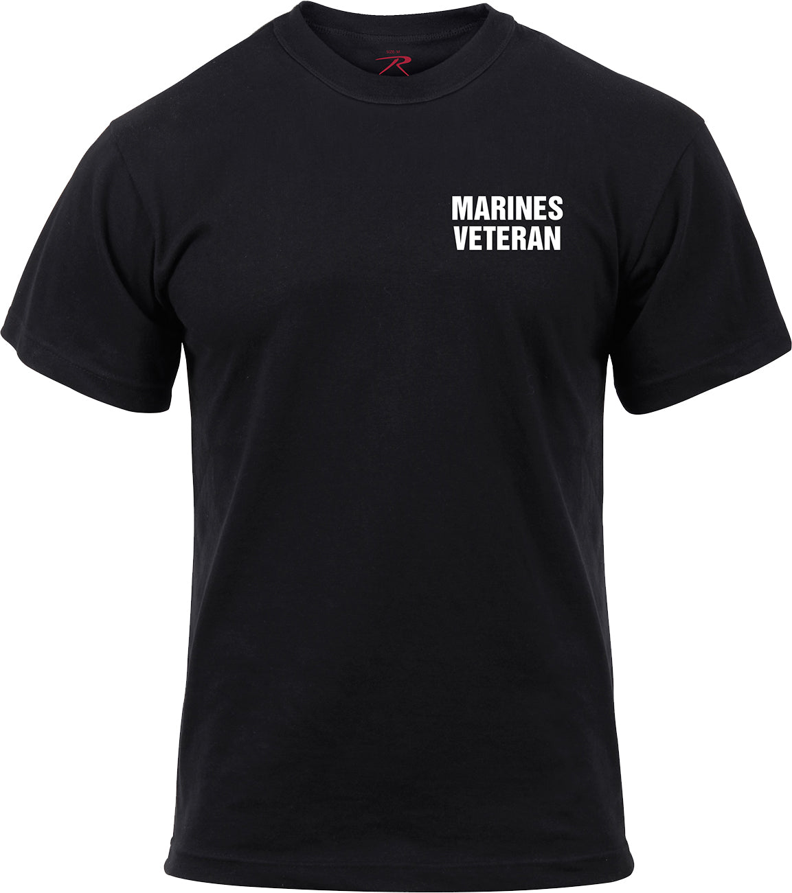 Black - US Marines Veteran USMC Emblem Double Sided Printed T-Shirt