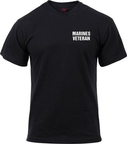 Black - US Marines Veteran USMC Emblem Double Sided Printed T-Shirt