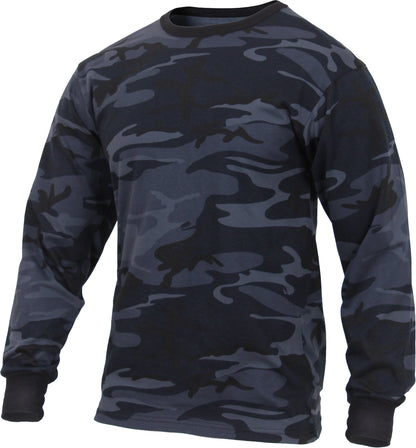Midnight Blue Camo - Tactical Long Sleeve T-Shirt, Poly/Cotton