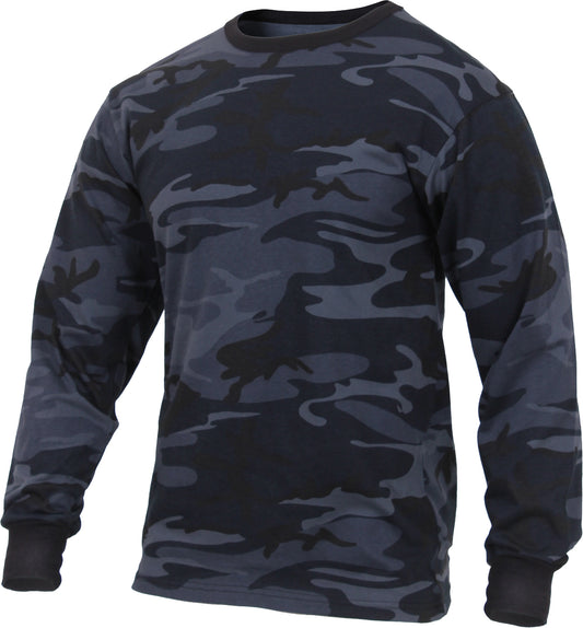 Midnight Blue Camo - Tactical Long Sleeve T-Shirt, Poly/Cotton
